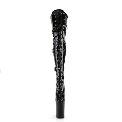 INFINITY-3028 9" Heel, 5 1/4" PF Lace-Up Front Thigh High Boot, Side Zip