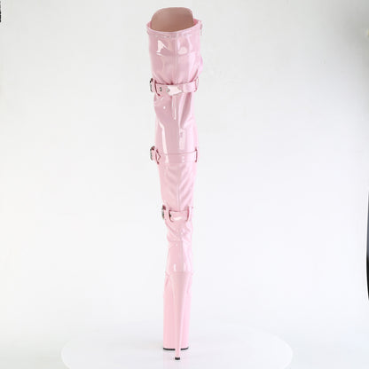 INFINITY-3028 *9" Heel, 5 1/4" PF Buckled Lace Up Thigh Boot, Side Zip