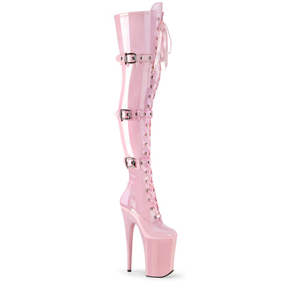 INFINITY-3028 9" Heel, 5 1/4" PF Lace-Up Front Thigh High Boot, Side Zip