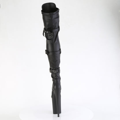 INFINITY-3028 9" Heel, 5 1/4" PF Buckled Lace Up Thigh Boot, Side Zip