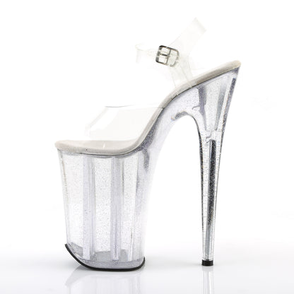 INFINITY-908MG 9" Heel, 5 1/4" PF Ankle Strap Sandal w/Mini Glitter
