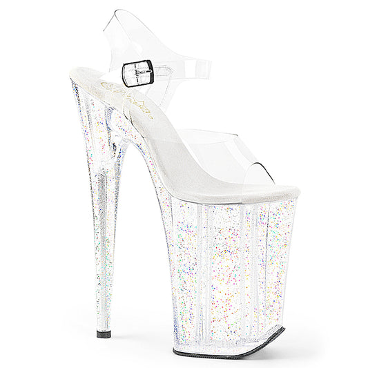 INFINITY-908MG 9" Heel, 5 1/4" PF Ankle Strap Sandal w/Mini Glitter