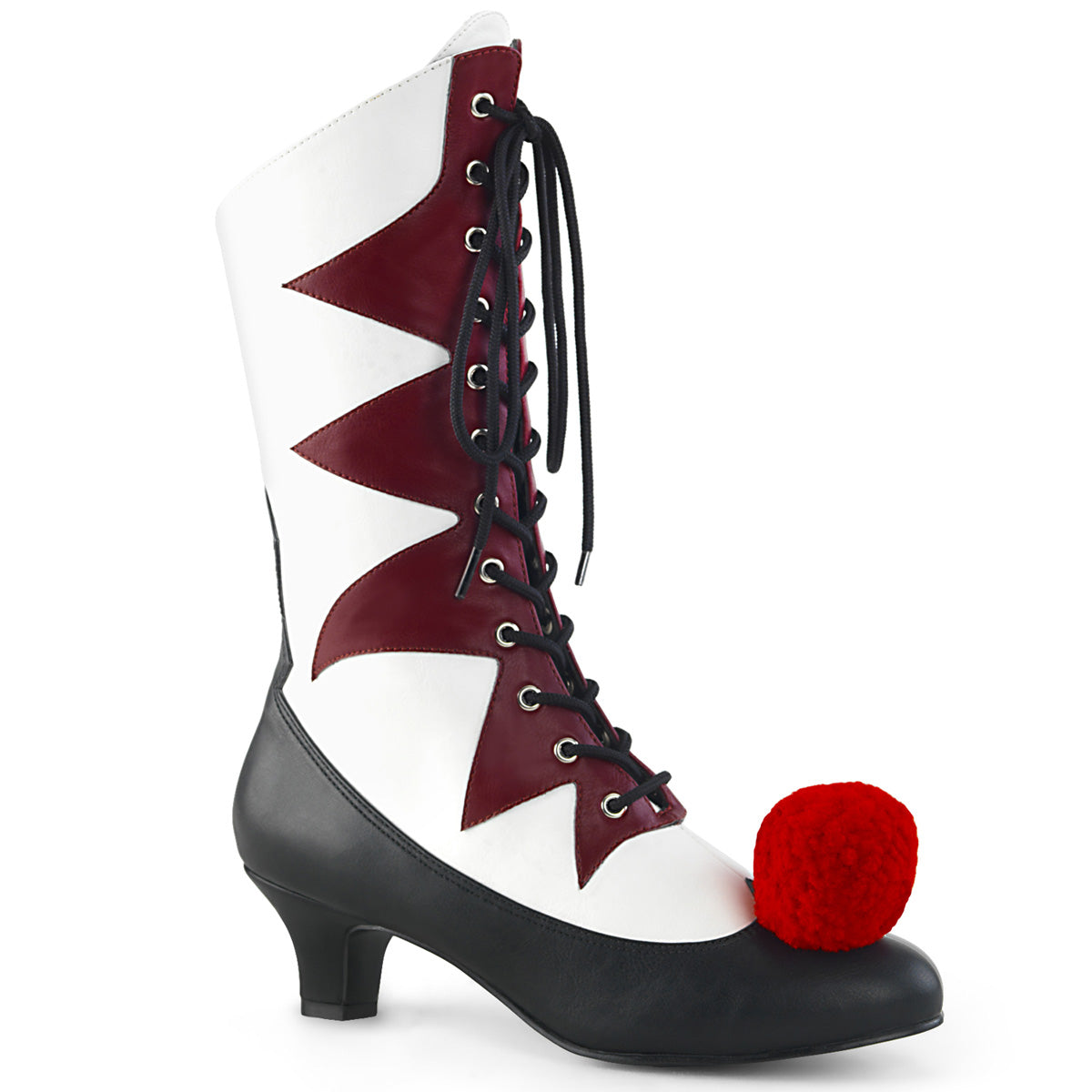 IT-120 *2" Kitten Heel Lace-Up Front Mid-Calf Boot, Side Zip