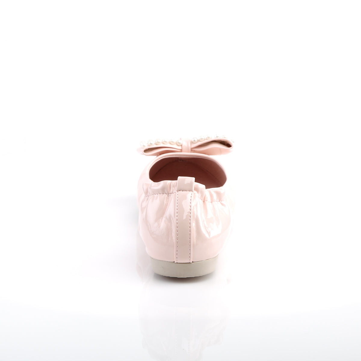 IVY-09 *Pointed Toe Foldable Flats W/ Pearl Embellished Bow