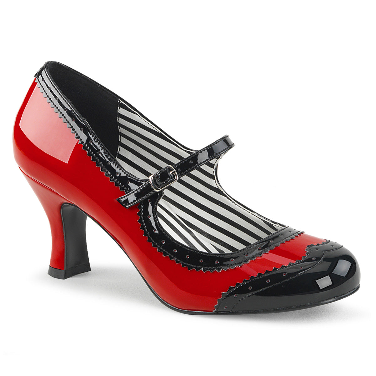 JENNA-06 **3" Kitten Heel Spectator Mary Jane Pump