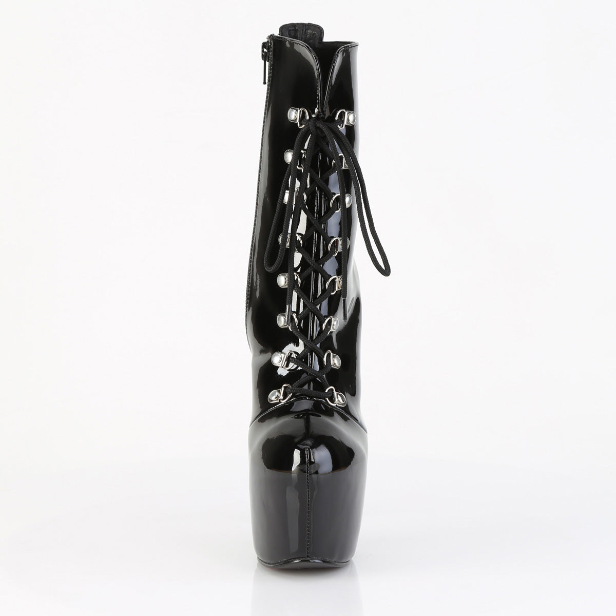 JUBILANT-1014 7" Heel, 3" Concealed PF Lace-Up Front Ankle Boot, Side Zip