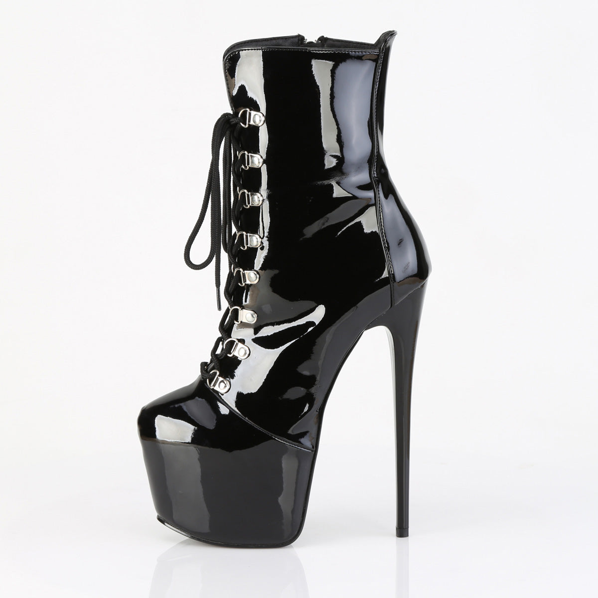 JUBILANT-1014 7" Heel, 3" Concealed PF Lace-Up Front Ankle Boot, Side Zip
