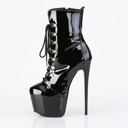 JUBILANT-1014 7" Heel, 3" Concealed PF Lace-Up Front Ankle Boot, Side Zip