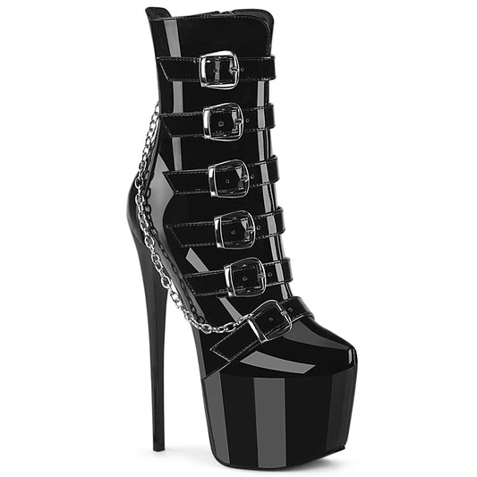 JUBILANT-1015 7" Heel,  3" Concealed PF Strappy Ankle Boot, Side Zip