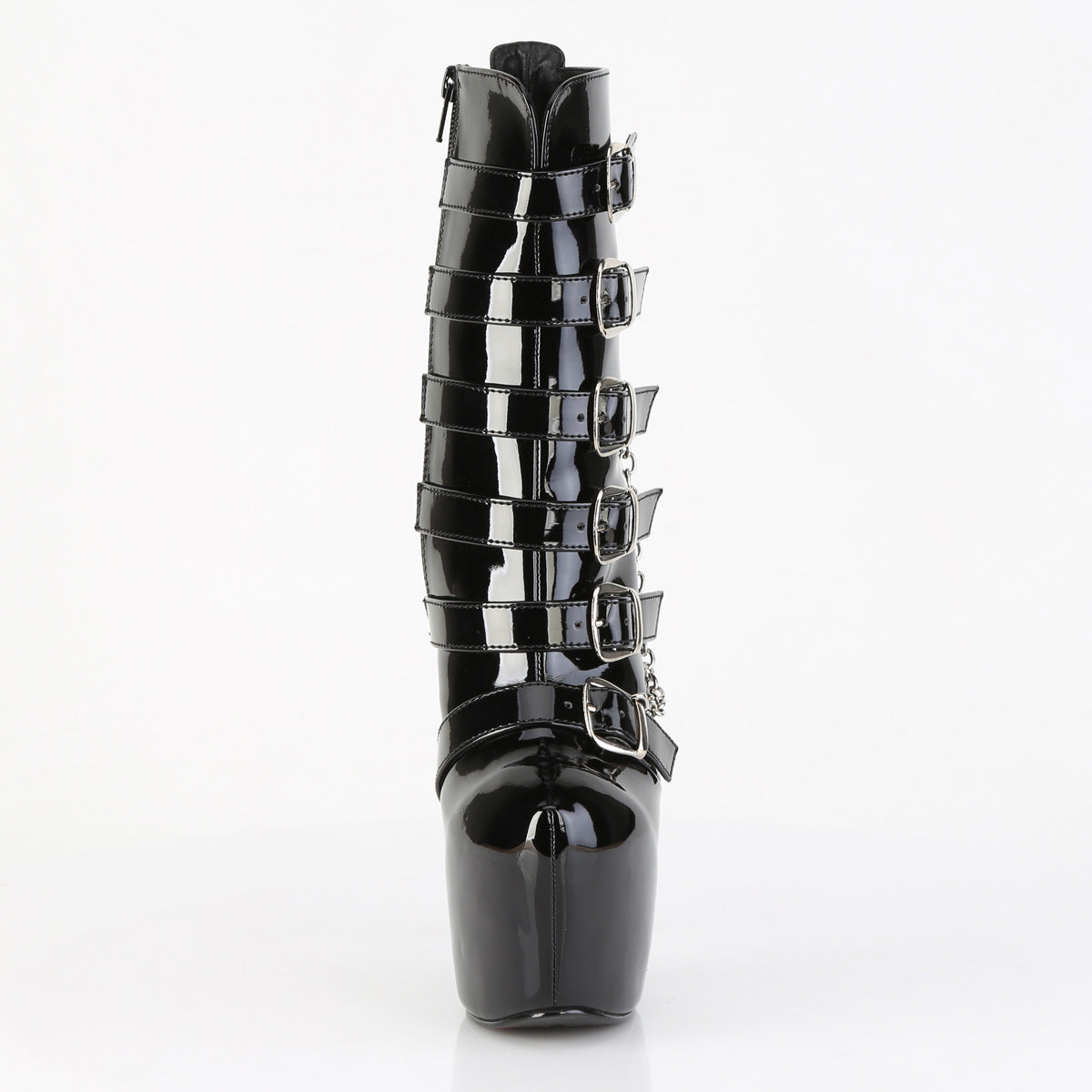 JUBILANT-1015 7" Heel,  3" Concealed PF Strappy Ankle Boot, Side Zip