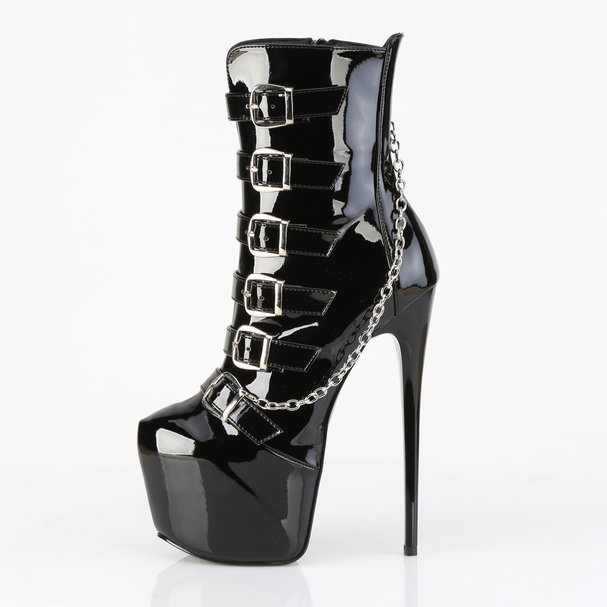 JUBILANT-1015 7" Heel,  3" Concealed PF Strappy Ankle Boot, Side Zip