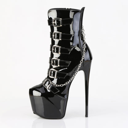 JUBILANT-1015 7" Heel,  3" Concealed PF Strappy Ankle Boot, Side Zip