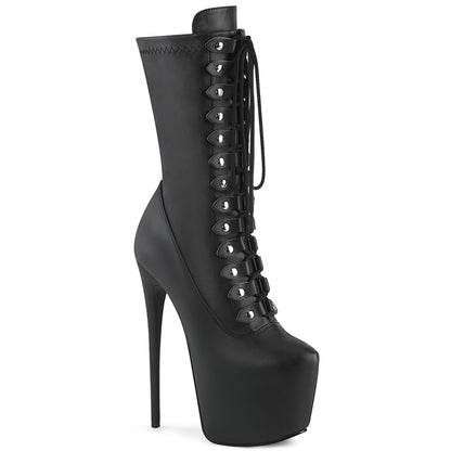 JUBILANT-1048 7" Heel, 3" Concealed PF Lace-Up Mid Calf Boot, Side Zip