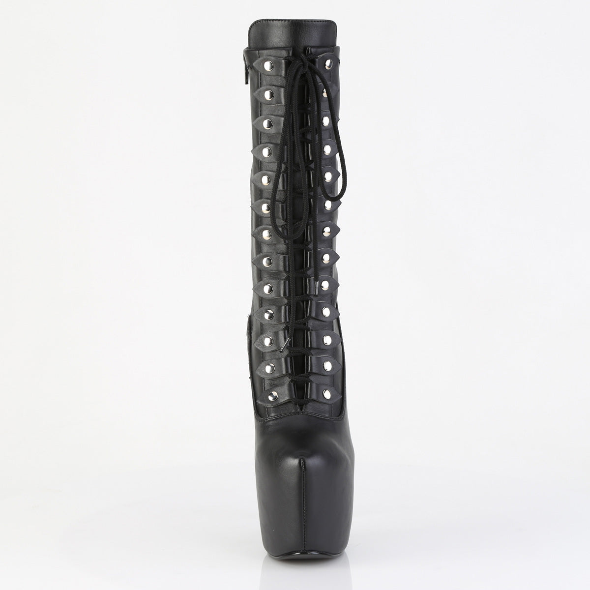 JUBILANT-1048 7" Heel, 3" Concealed PF Lace-Up Mid Calf Boot, Side Zip