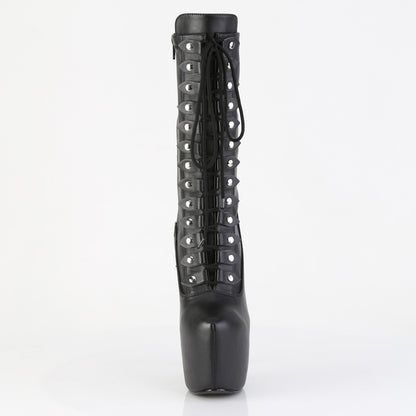 JUBILANT-1048 7" Heel, 3" Concealed PF Lace-Up Mid Calf Boot, Side Zip
