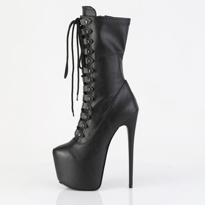 JUBILANT-1048 7" Heel, 3" Concealed PF Lace-Up Mid Calf Boot, Side Zip