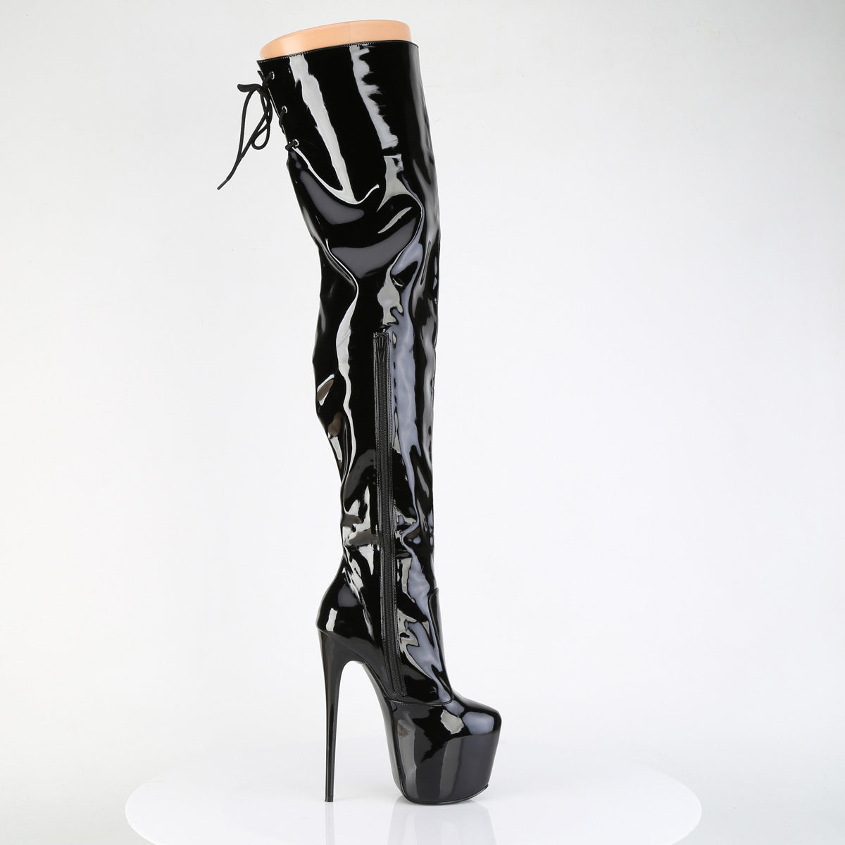JUBILANT-3007 7" Heel, 3" Concealed PF Stretch Thigh Boot, Side Zip