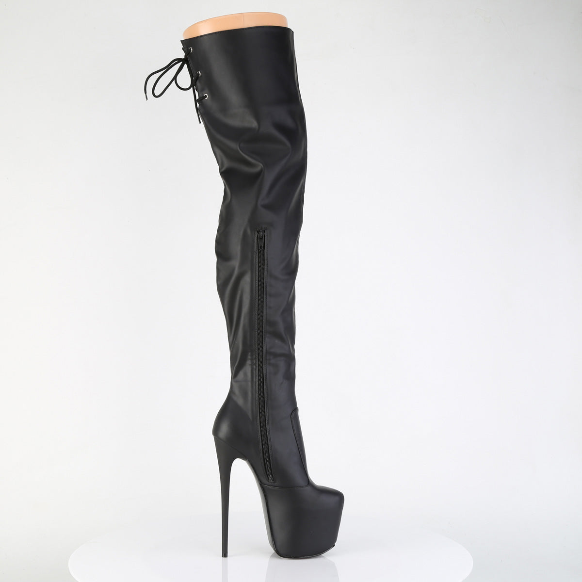 JUBILANT-3007 7" Heel, 3" Concealed PF Stretch Thigh Boot, Side Zip