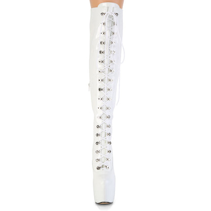 JUBILANT-3012 7" Heel, 3" PF Lace-Up Front Over-The-Knee Boot, Side Zip