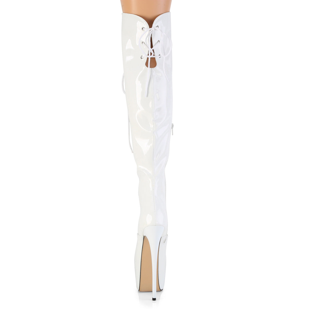 JUBILANT-3012 7" Heel, 3" PF Lace-Up Front Over-The-Knee Boot, Side Zip