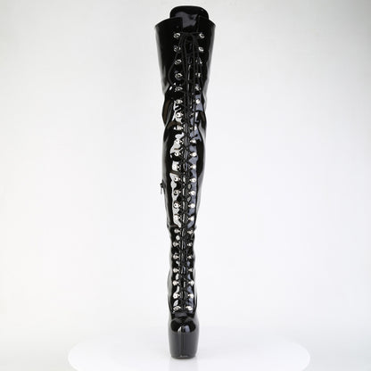 JUBILANT-4012 7" Heel, 3" Concealed PF Lace-Up Crotch Boot, Side Zip