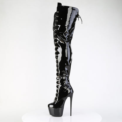 JUBILANT-4012 7" Heel, 3" Concealed PF Lace-Up Crotch Boot, Side Zip