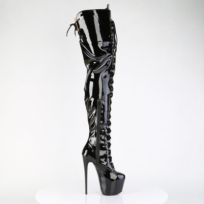 JUBILANT-4012 7" Heel, 3" Concealed PF Lace-Up Crotch Boot, Side Zip