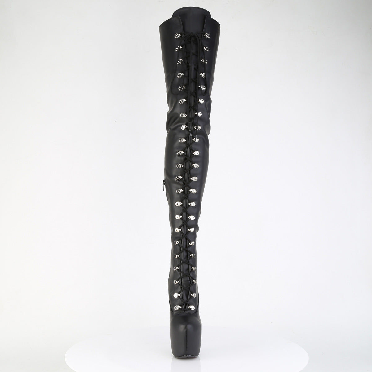 JUBILANT-4012 7" Heel, 3" Concealed PF Lace-Up Crotch Boot, Side Zip