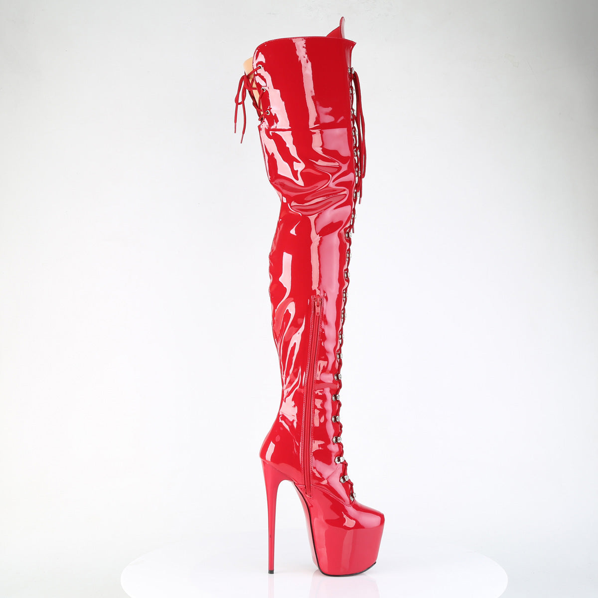 JUBILANT-4012 7" Heel, 3" Concealed PF Lace-Up Crotch Boot, Side Zip