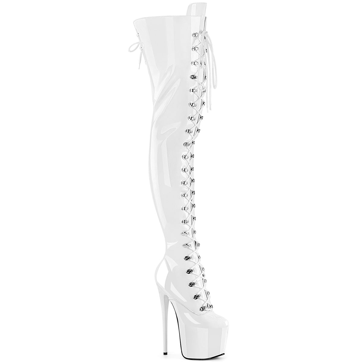JUBILANT-4012 7" Heel, 3" Concealed PF Lace-Up Crotch Boot, Side Zip