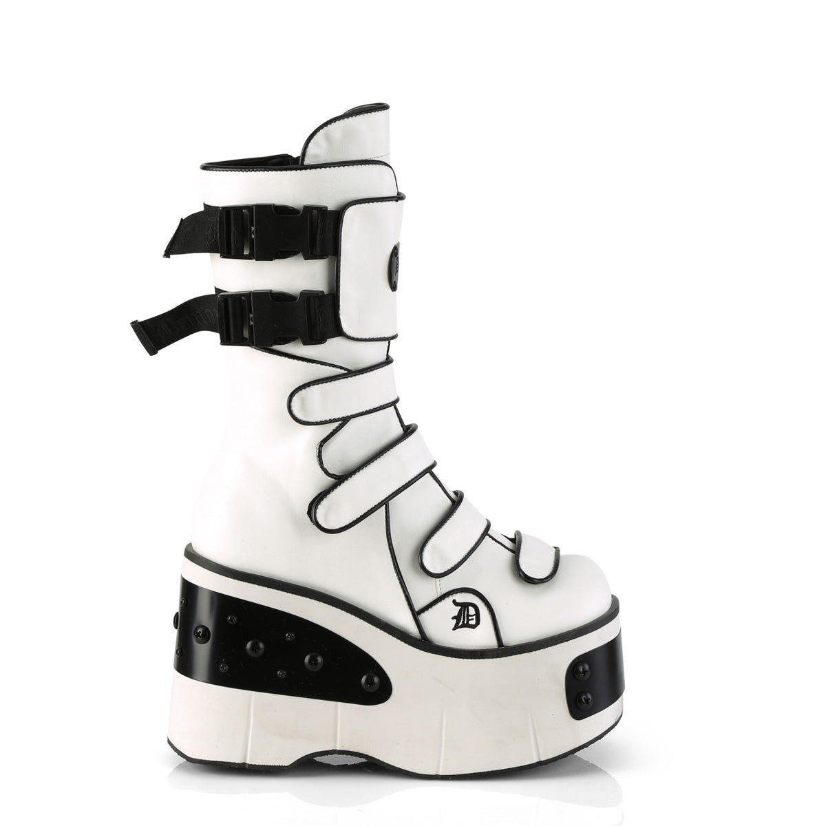 KERA-108 **4 1/2" Platform Strappy Mid-Calf Boot, Inside Zip