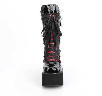 KERA-121 4 1/2" Platform Lace-Up Mid-Calf Boot, Back Zip