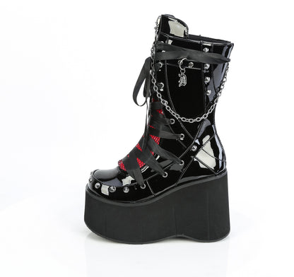 KERA-121 4 1/2" Platform Lace-Up Mid-Calf Boot, Back Zip