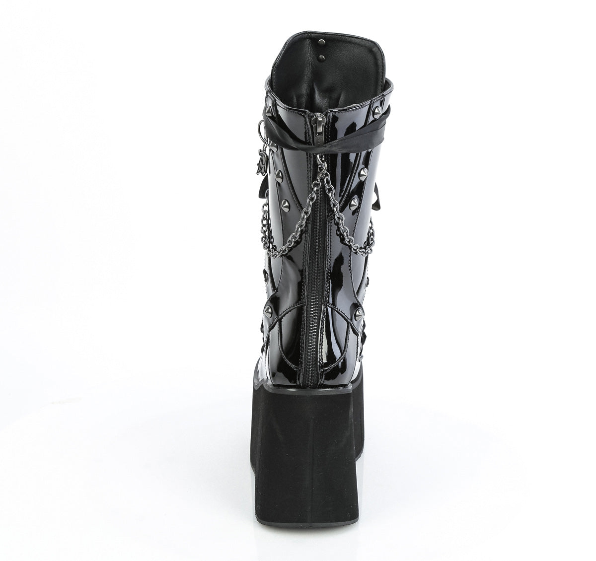 KERA-121 4 1/2" Platform Lace-Up Mid-Calf Boot, Back Zip