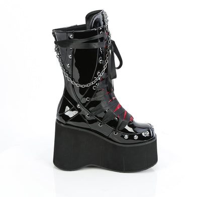 KERA-121 4 1/2" Platform Lace-Up Mid-Calf Boot, Back Zip