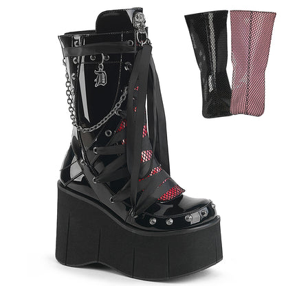 KERA-121 4 1/2" Platform Lace-Up Mid-Calf Boot, Back Zip