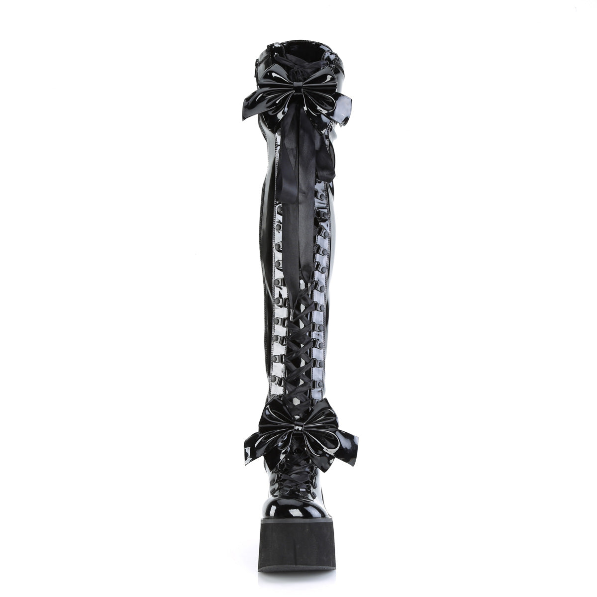 KERA-303 4 1/2" Wedge PF Lace-Up Stretch Thigh Boot, Side Zip