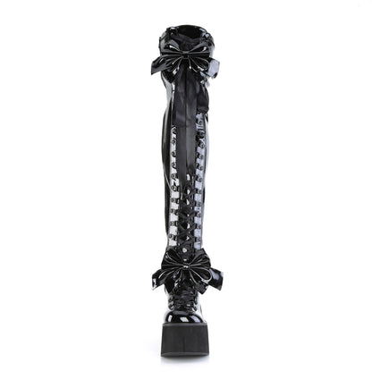 KERA-303 4 1/2" Wedge PF Lace-Up Stretch Thigh Boot, Side Zip
