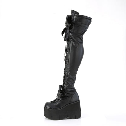 KERA-303 4 1/2" Wedge PF Lace-Up Stretch Thigh Boot, Side Zip