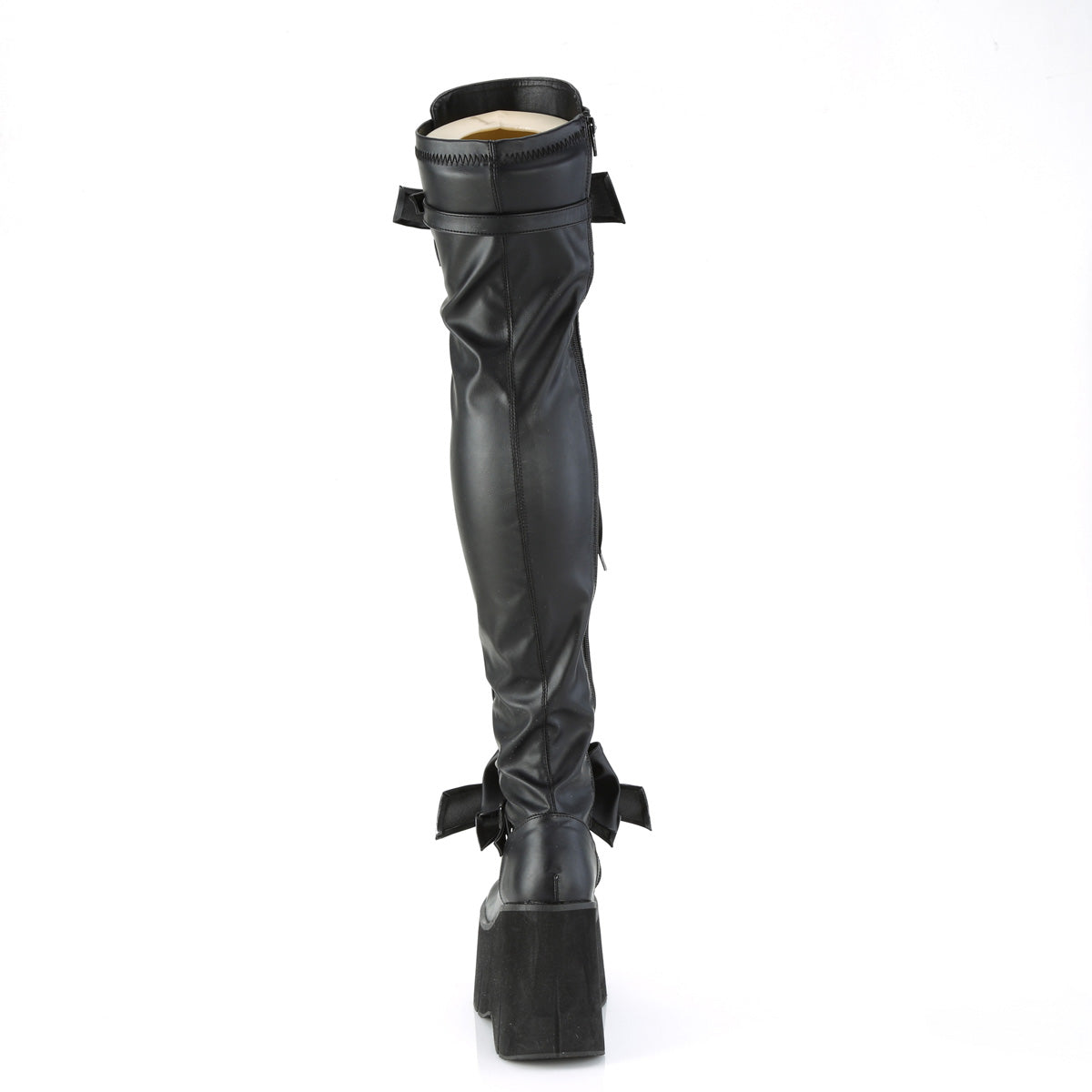KERA-303 4 1/2" Wedge PF Lace-Up Stretch Thigh Boot, Side Zip