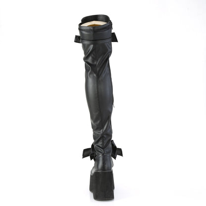 KERA-303 4 1/2" Wedge PF Lace-Up Stretch Thigh Boot, Side Zip