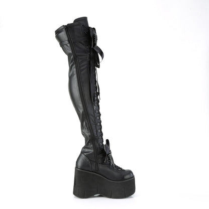 KERA-303 4 1/2" Wedge PF Lace-Up Stretch Thigh Boot, Side Zip