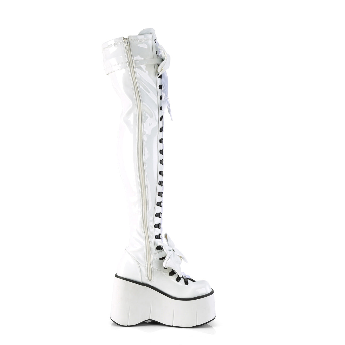 KERA-303 4 1/2" Wedge PF Lace-Up Stretch Thigh Boot, Side Zip