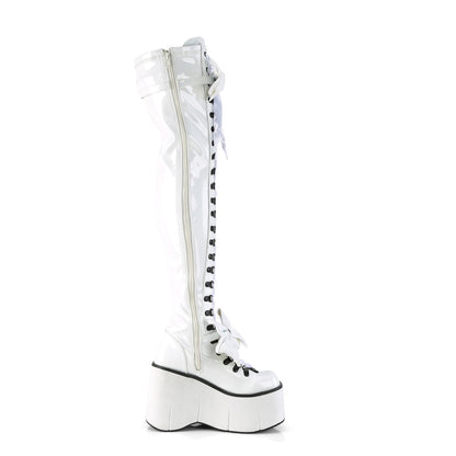 KERA-303 4 1/2" Wedge PF Lace-Up Stretch Thigh Boot, Side Zip