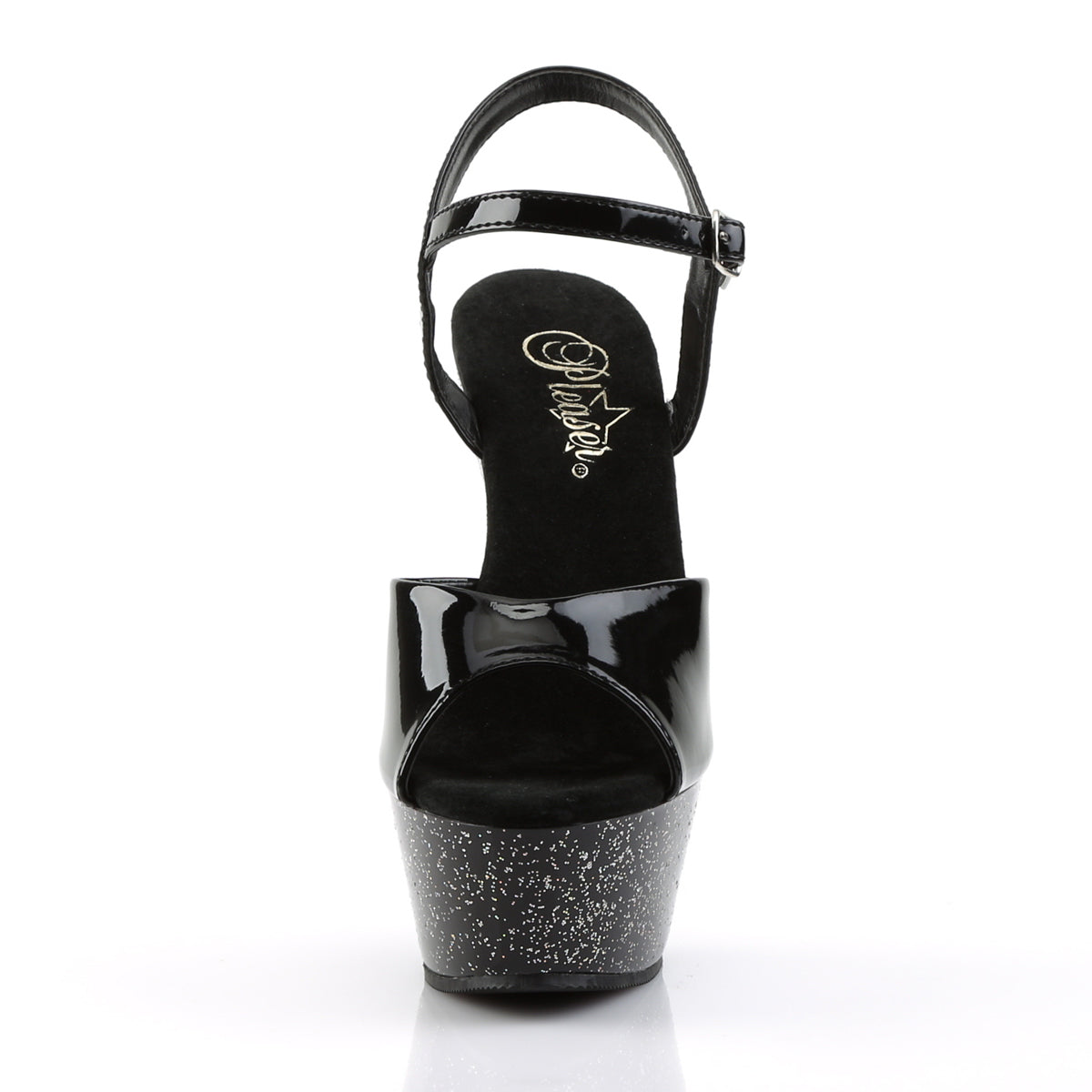KISS-209MG *6" Heel, 1 3/4" PF Ankle Strap Sandal w/Mini Glitter