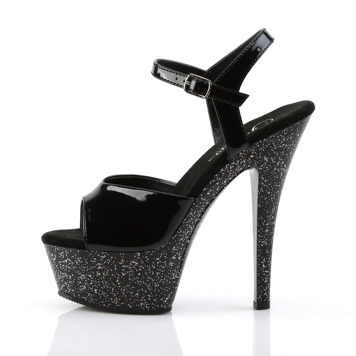 KISS-209MG *6" Heel, 1 3/4" PF Ankle Strap Sandal w/Mini Glitter