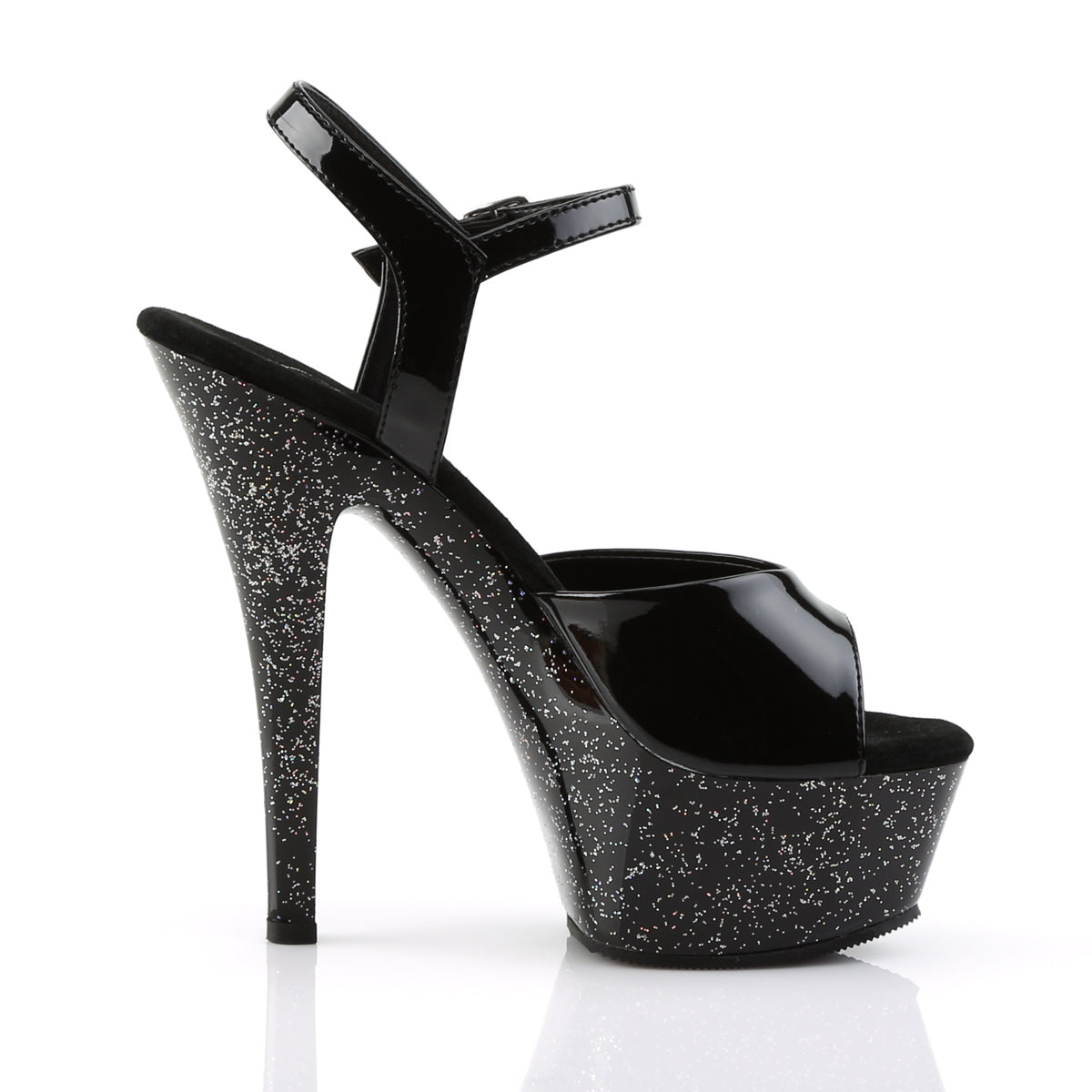 KISS-209MG *6" Heel, 1 3/4" PF Ankle Strap Sandal w/Mini Glitter