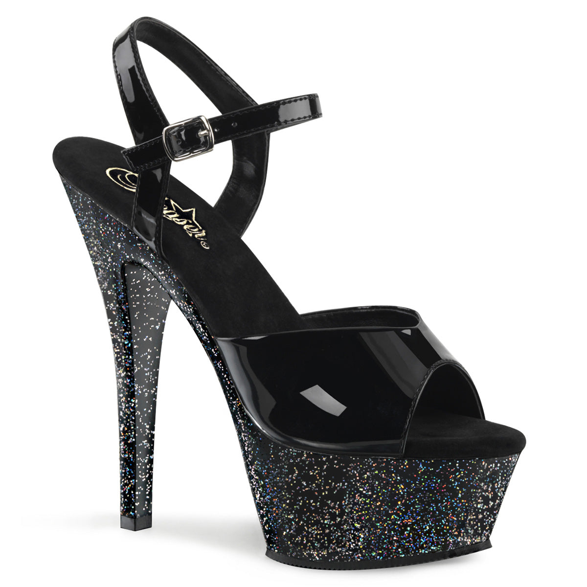 KISS-209MG *6" Heel, 1 3/4" PF Ankle Strap Sandal w/Mini Glitter