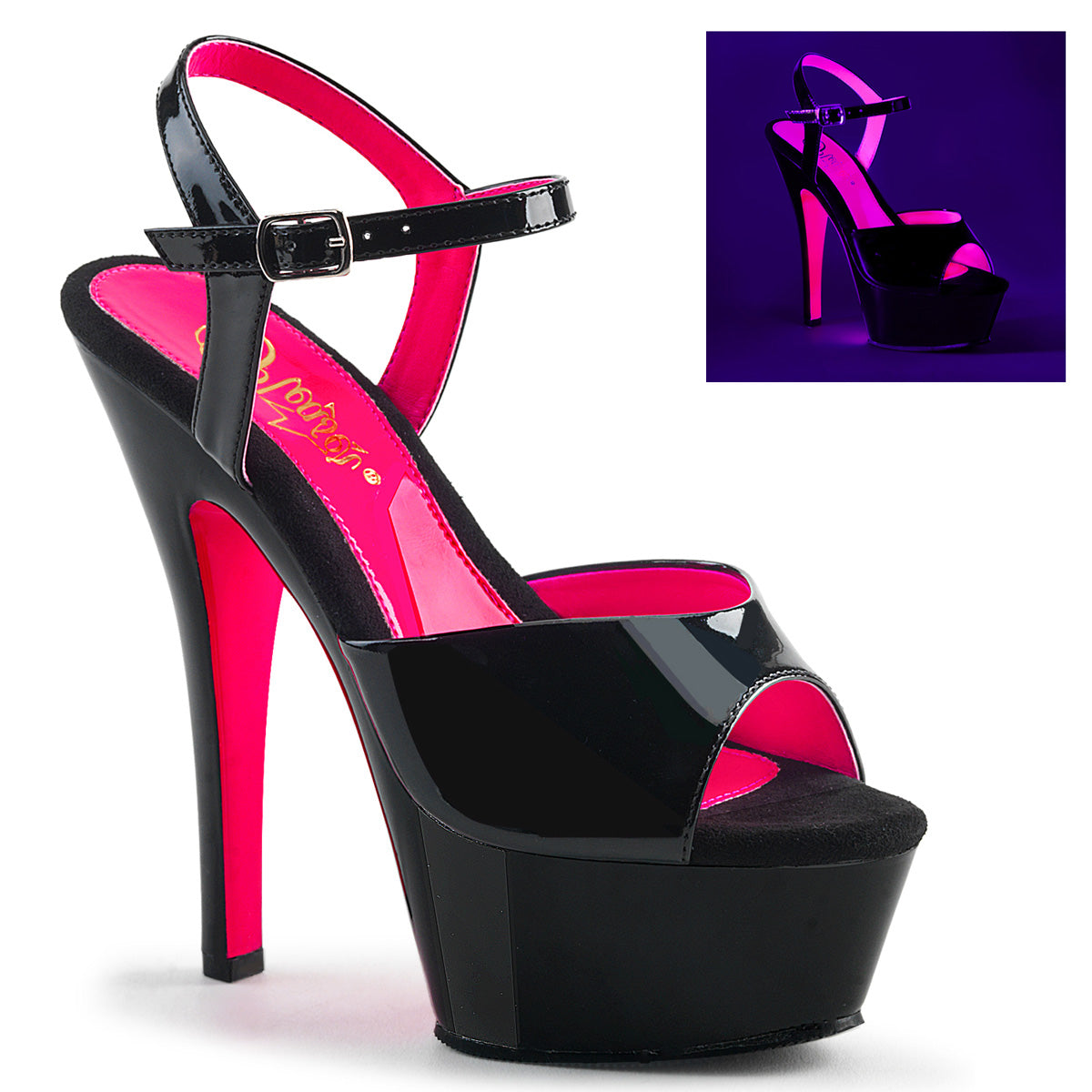 KISS-209TT 6" Heel, 1 3/4" PF Two Tone Ankle Strap Sandal