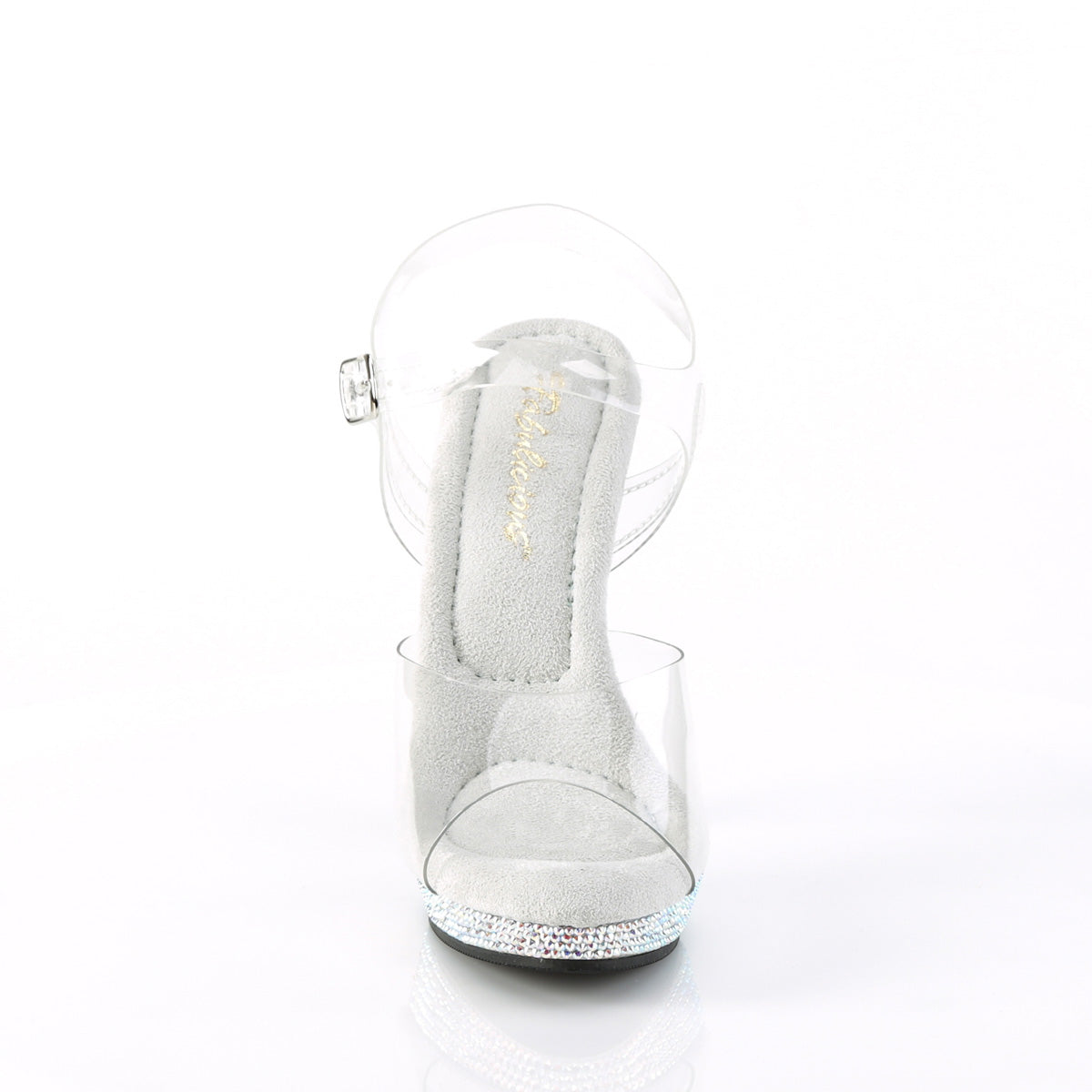 LIP-108DM 5" Heel, 3/4" PF Ankle Strap Sandal W/ Rhinestones